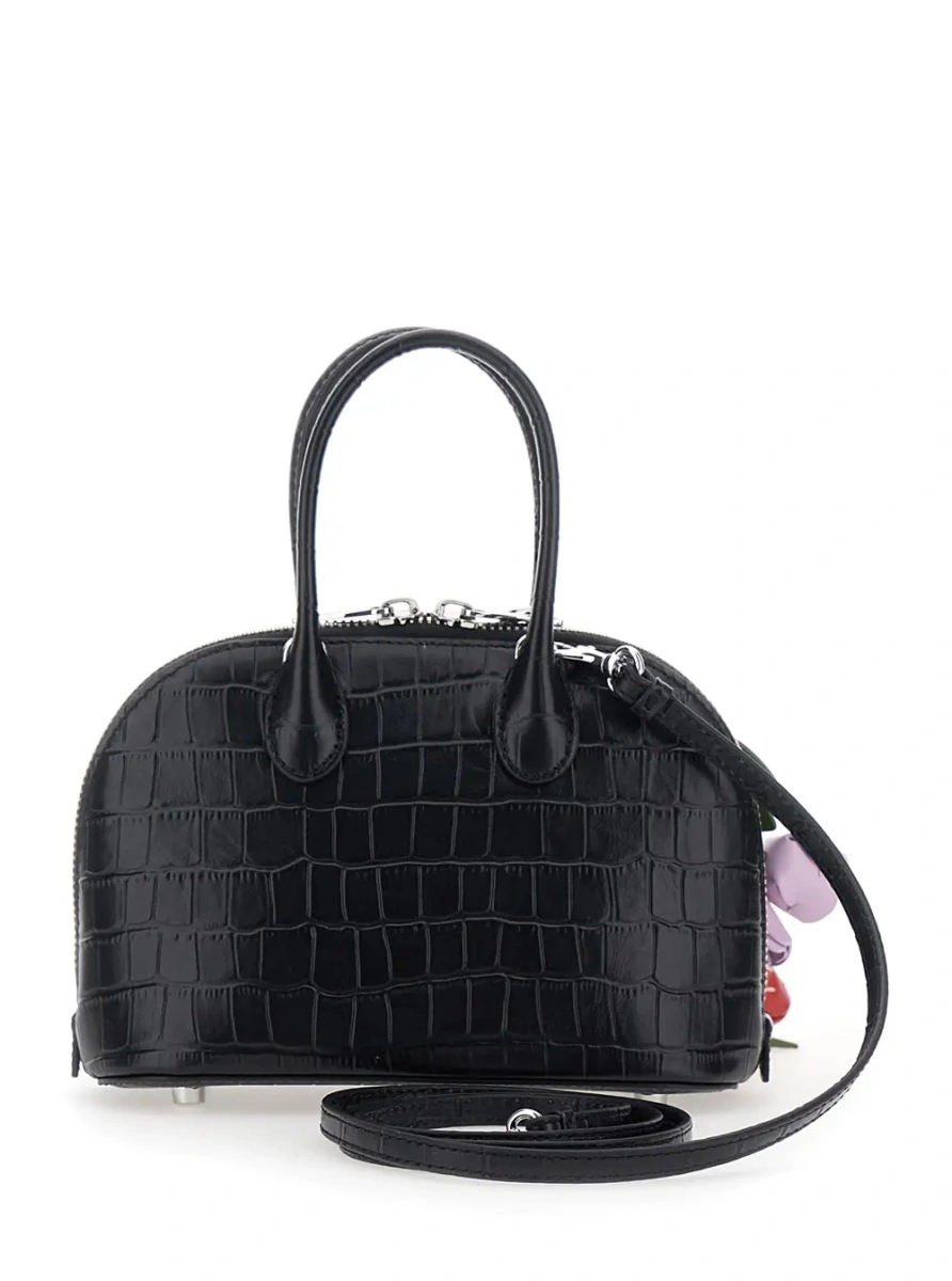 Genti Brown Mini Bag with Adjustable and Removable Shoulder Strap and Charm on the Front in Leather for Women - Img 2