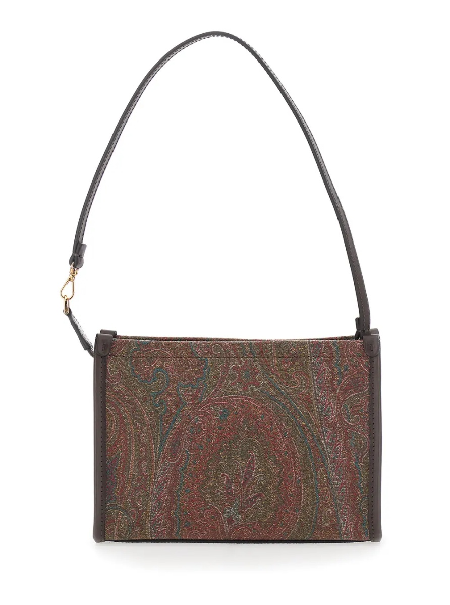 Genti Clutch 'Arnica' with Embroidered Logo on the Front and All-Over Pattern in Cotton Blend Brown Women - Img 2