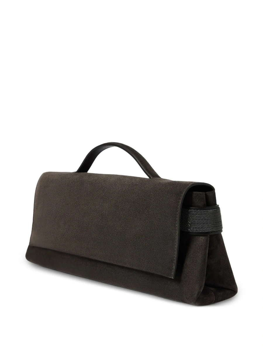 Genti 'Essence' Brown Clutch with Side Details in Suede for Women - Img 6