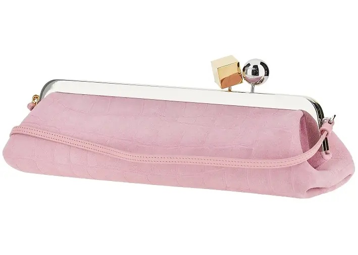 Genti Suede leather 'Salon' pouch with croco-effect - Img 2