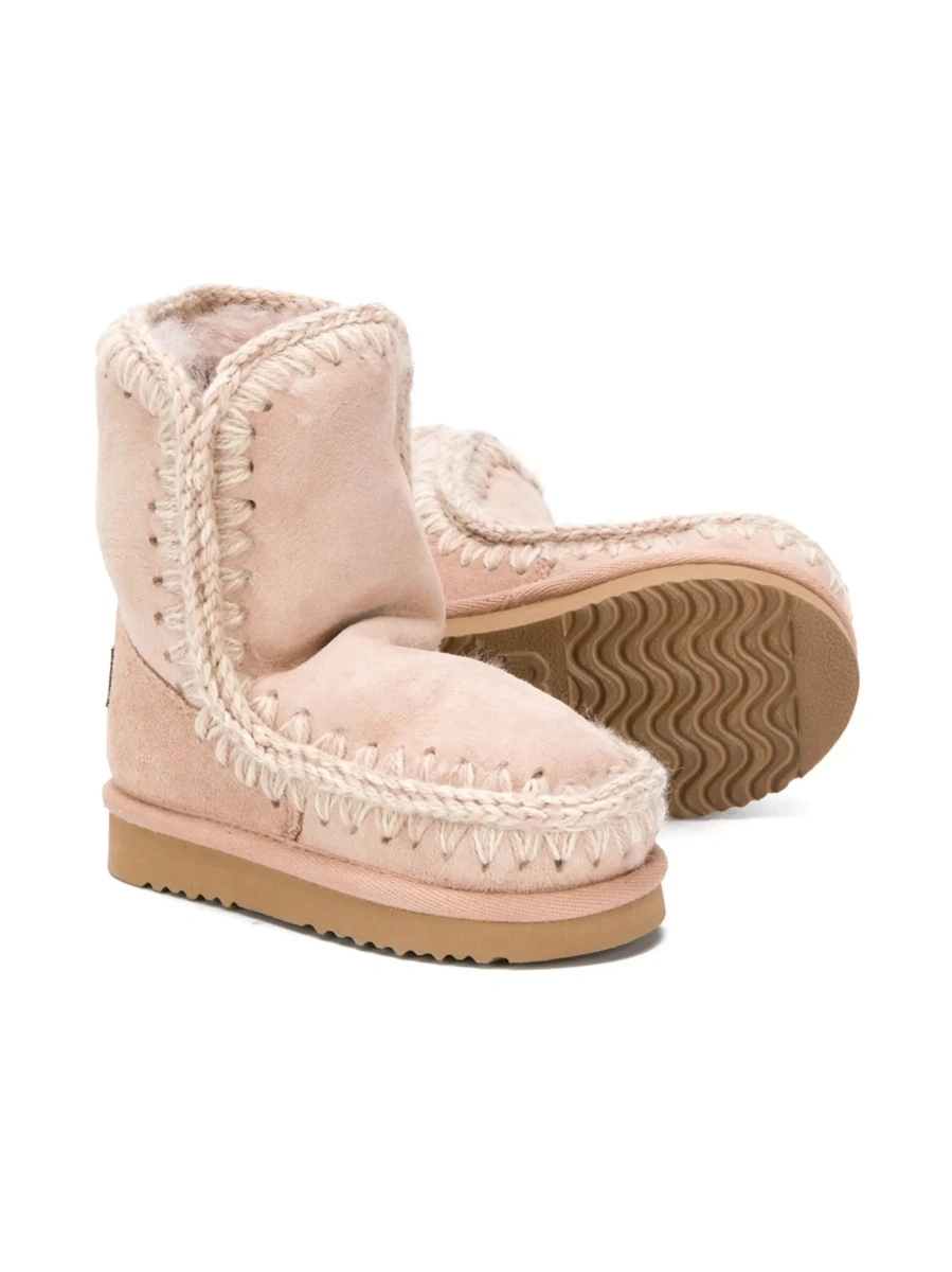Ghete MOU KIDS roze din piele intoarsa - Img 6
