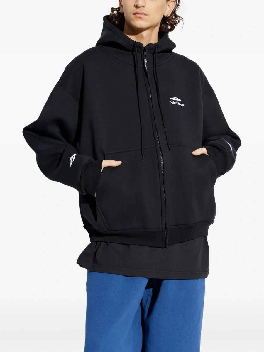 Hanorac Balenciaga negru din bumbac - Img 5