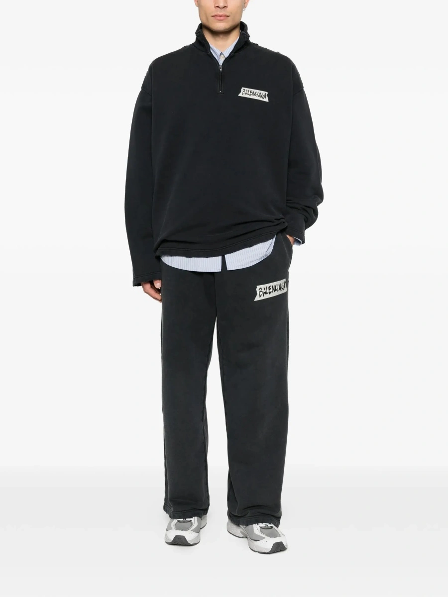 Hanorac Balenciaga negru din bumbac - Img 4