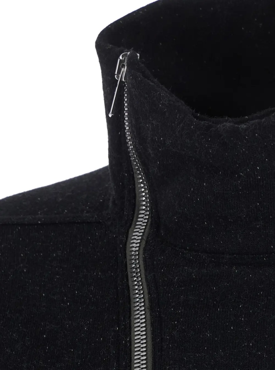 Hanorace 'BAUHAUS JOGGER' black Sweatshirt with high collar and asymmetrical zip closure in cotton for men - Img 3