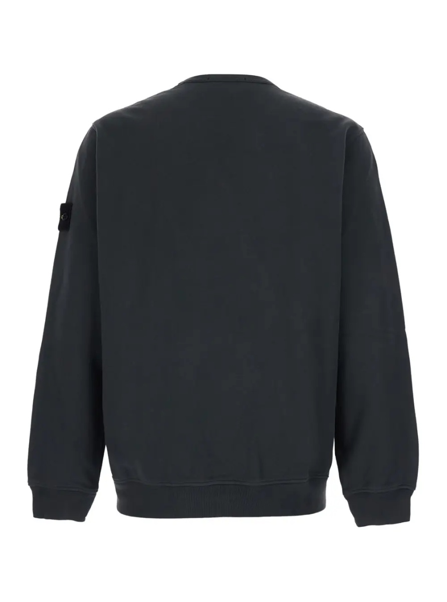Hanorace Grey Crewneck sweatshirt with logo patch on the sleeve in cotton for men - Img 2