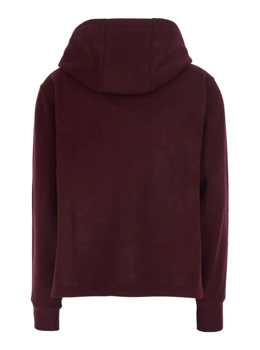 Hanorace 'Harper' Bordeaux sweatshirt with EKD Embroidery on the Front and Check Motif on the Sleeves in Cotton for Women - Img 2