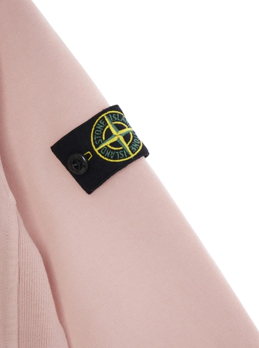 Hanorace Pink Crewneck Sweatshirt with Logo Patch on the Sleeve in Cotton Boy - Img 3