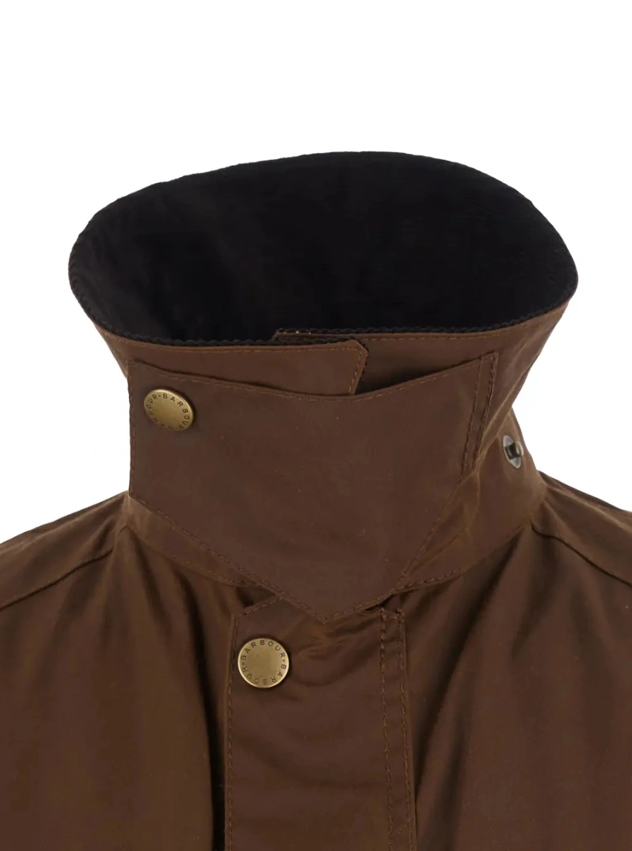 Jacheta 'Ashby' brown Jacket with classic collar and side pockets in waxed cotton for men - Img 4