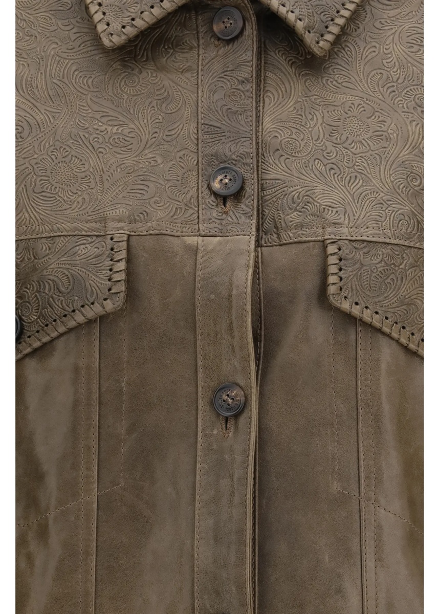 Jacheta Babete leather Jacket with embossed details - Img 3