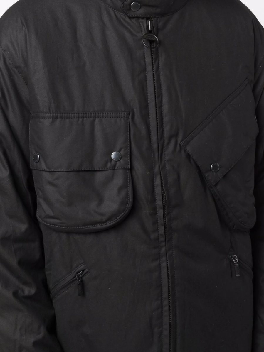 Jacheta Barbour neagra din lana si bumbac - Img 5
