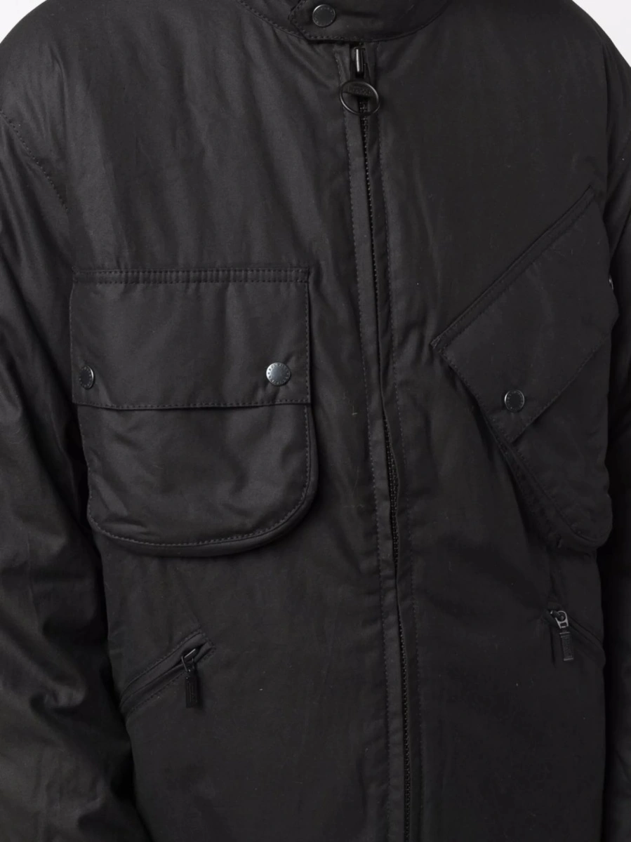 Jacheta Barbour neagra din lana si bumbac - Img 5