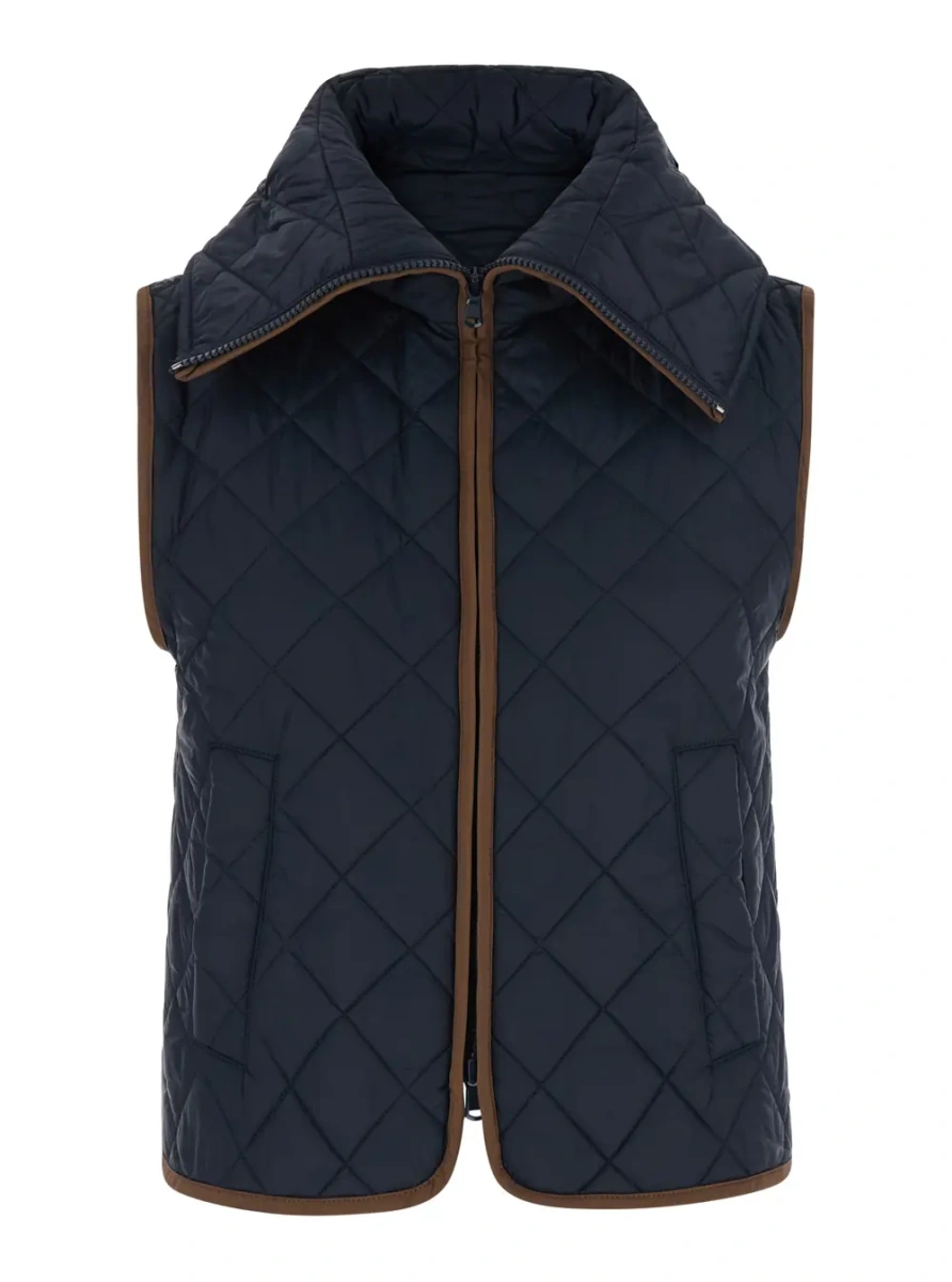 Jacheta blue jacket with removable inner vest in virgin wool and cashmere Women - Img 4