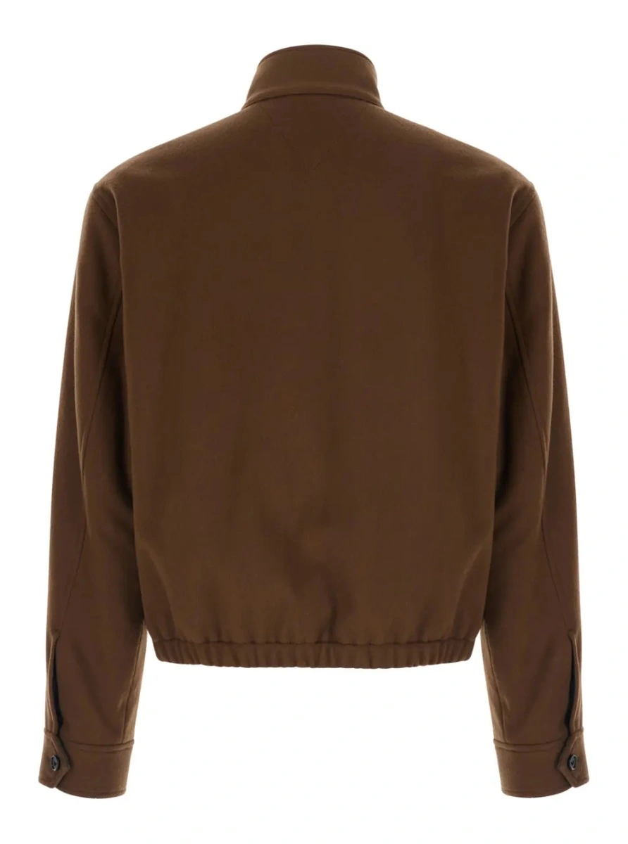 Jacheta Brown High-neck jacket with buttons and two flap pockets on the front in wool and cashmere for men - Img 2