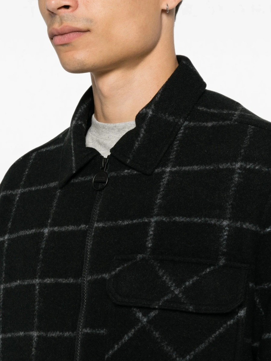 Jacheta camasa Barbour neagra din polyester si acrilic - Img 5