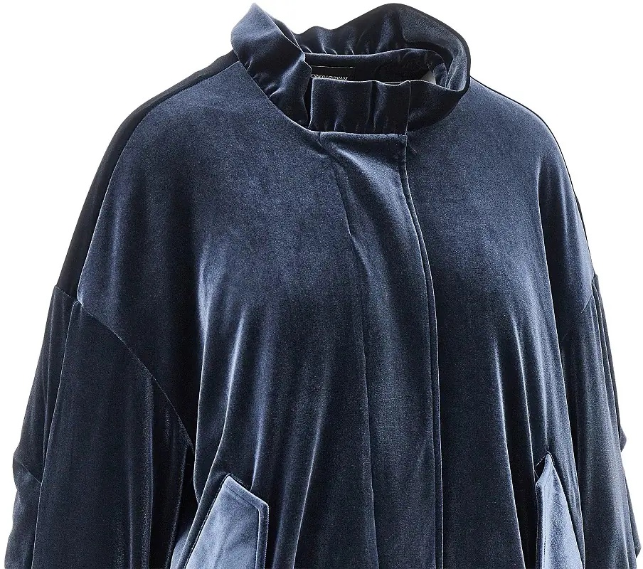 Jacheta Chenille blouson jacket with gathered neck - Img 2