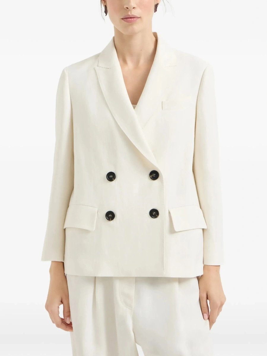 Jacheta Fluid twill Jacket in viscose and linen with monile - Img 3