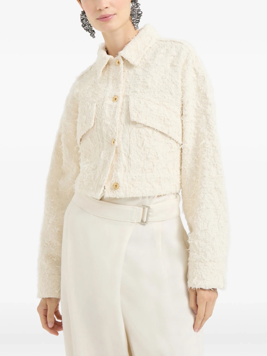 Jacheta Fuzzy dyed denim outerwear Jacket with monili - Img 5