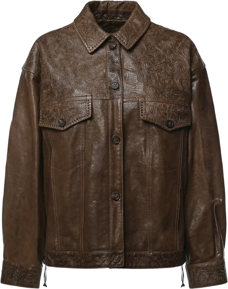 Jacheta Golden Goose multicolor din piele - Img 6