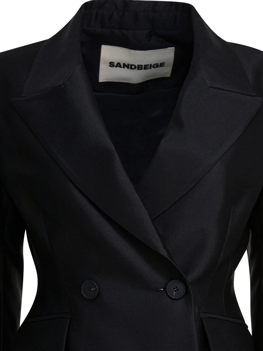Jacheta Sandbeige neagra din matase si lana - Img 4