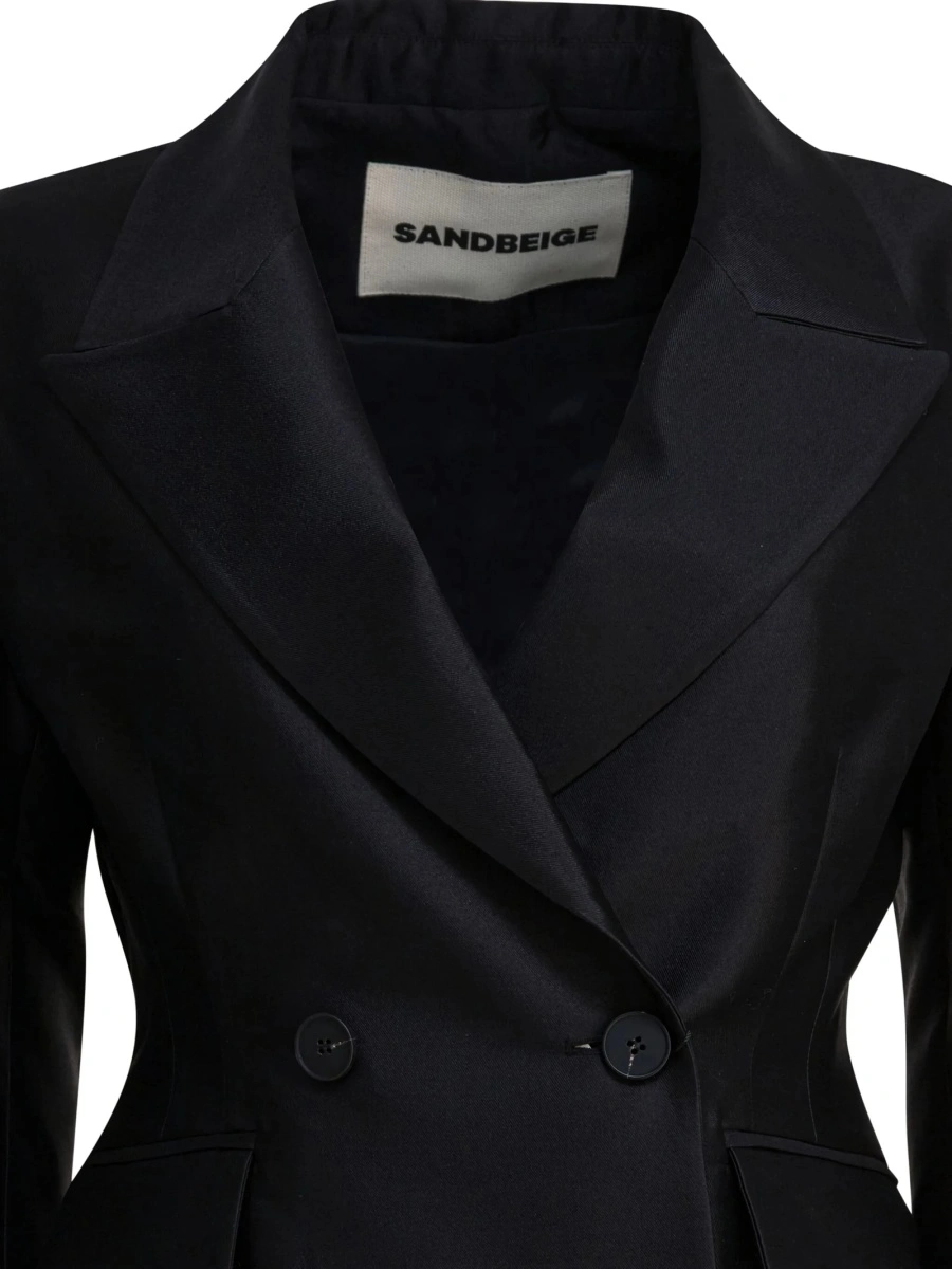 Jacheta Sandbeige neagra din matase si lana - Img 4