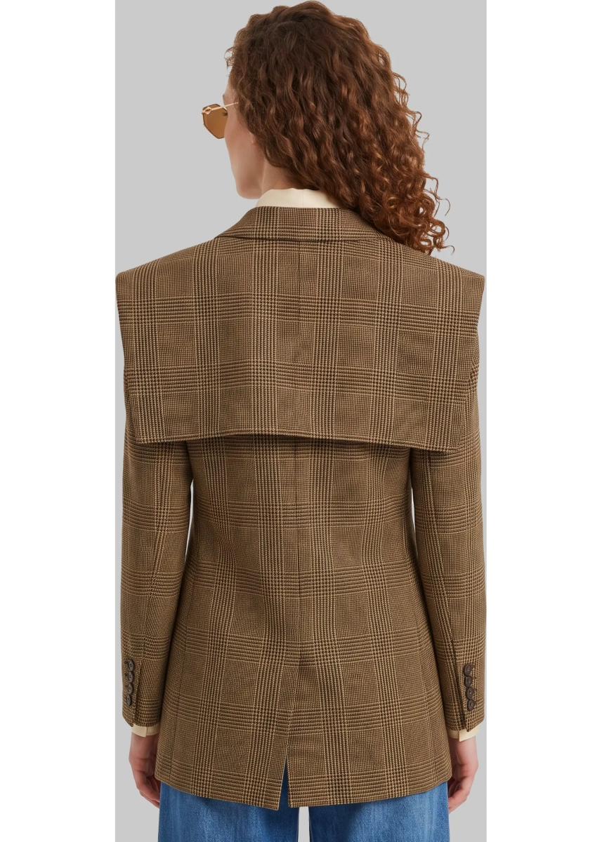 Jacheta Single-Breasted Tailored Jacket In Prince Of Wales Wool - Img 3