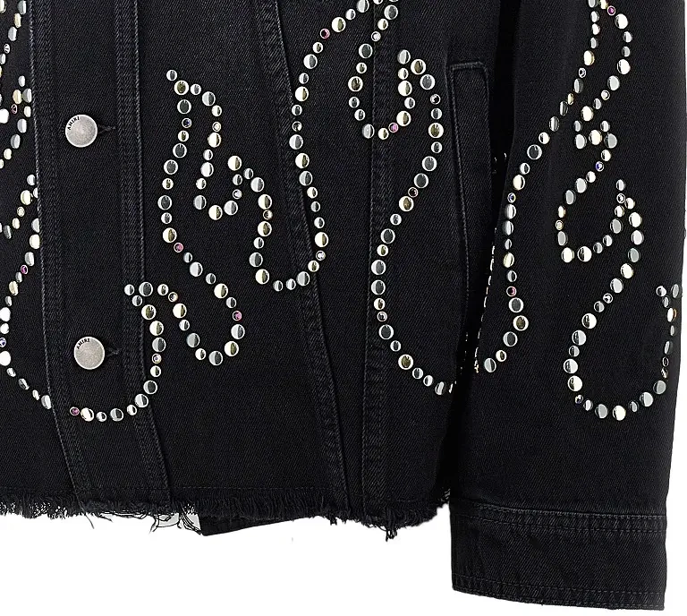 Jacheta Studded Flames denim jacket - Img 2