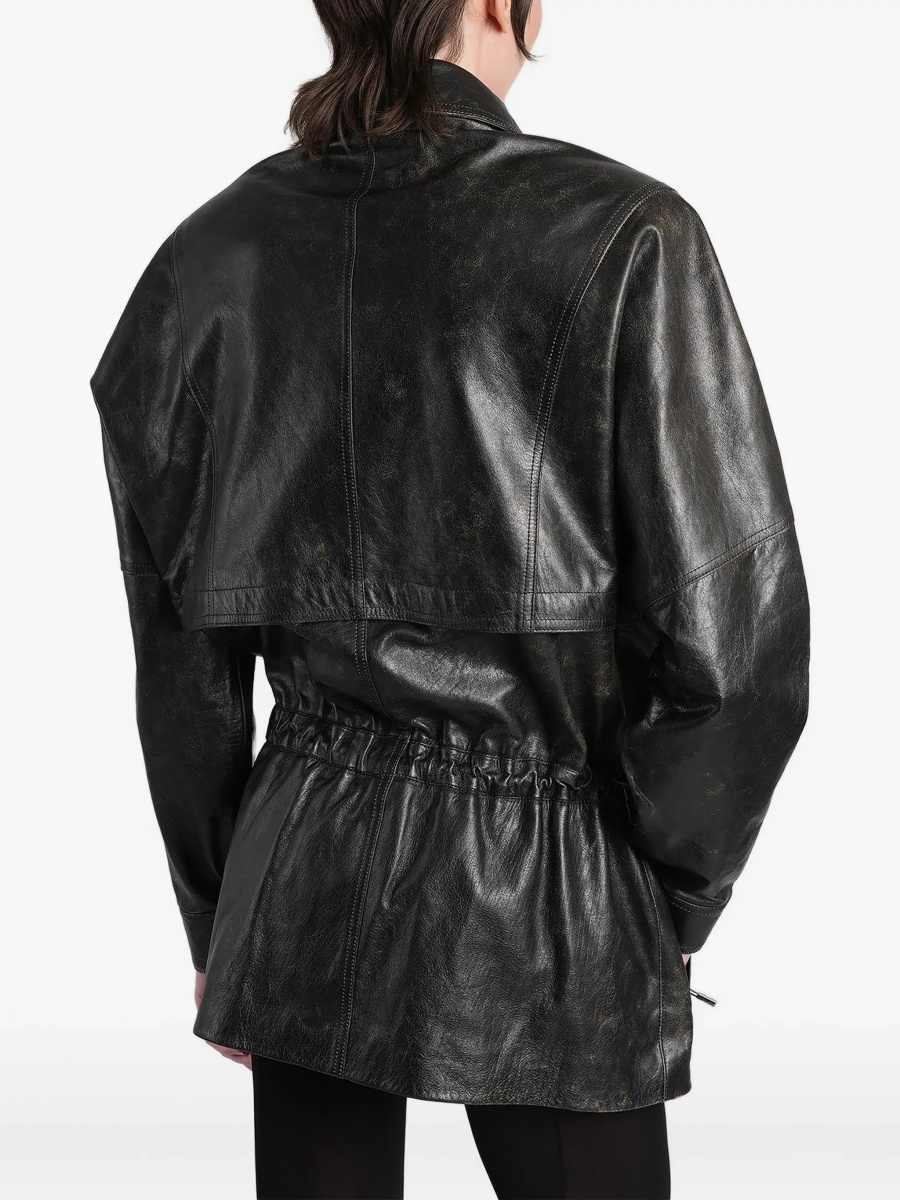 Jacheta Vintage leather Jacket with drawstring - Img 6