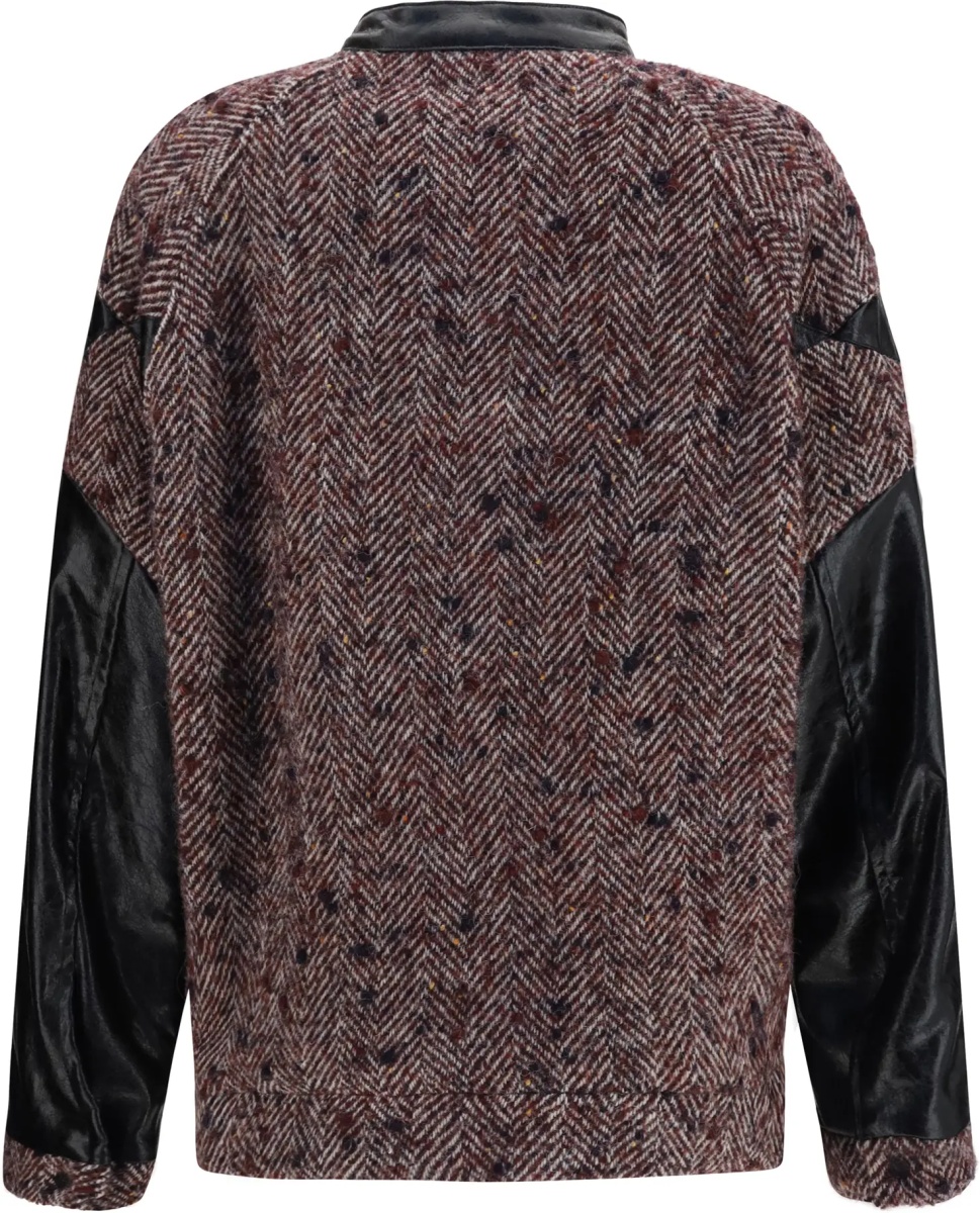Jacheta Virgin wool blend Jacket with leather sleeves - Img 2