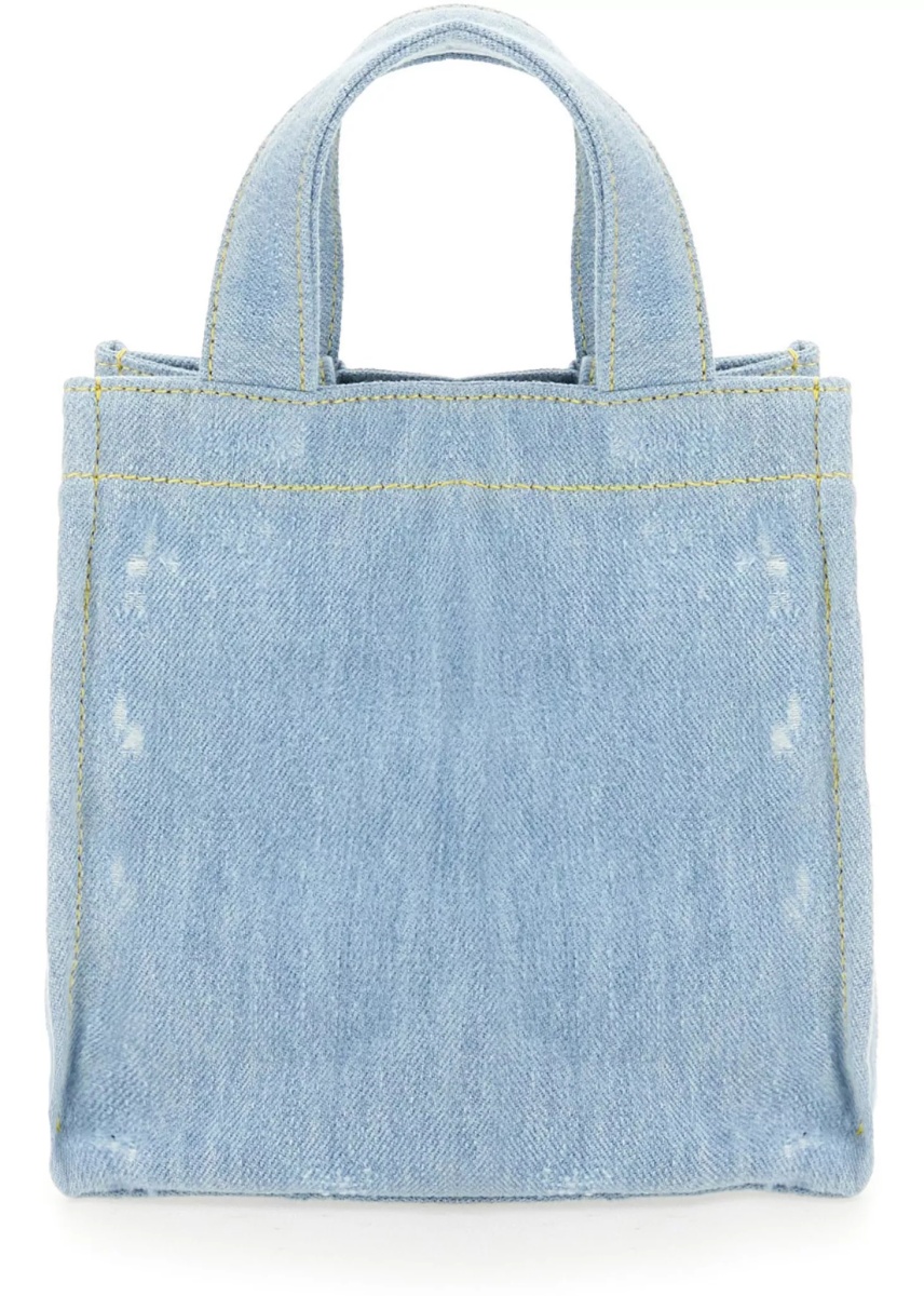 Mini Denim Shopper Bag With Logo - Img 4