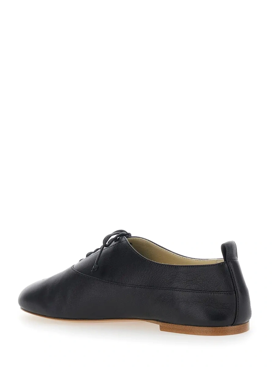 Mocasini Black Loafers with Triomphe Print on the Front in Leather Woman - Img 3