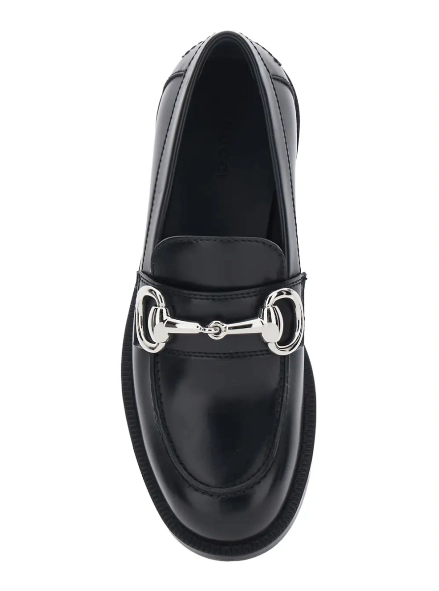 Mocasini 'Emily' Black loafers with Horsebit plaque on the front in leather for women - Img 4