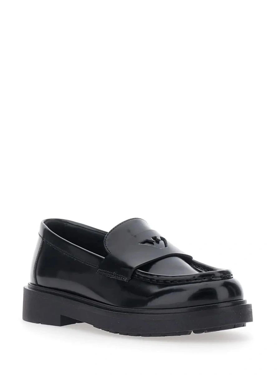 Mocasini EMPORIO ARMANI KIDS negri din piele ecologica - Img 2