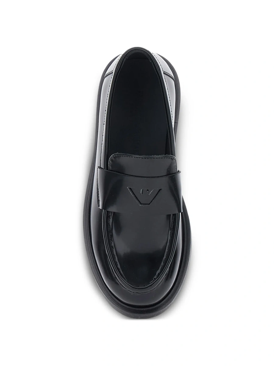 Mocasini EMPORIO ARMANI KIDS negri din piele ecologica - Img 7