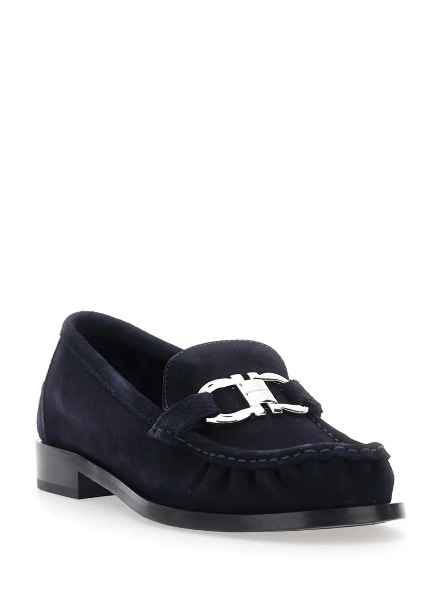 Mocasini Ferragamo albastri din piele intoarsa 'MARIAN' - Img 2