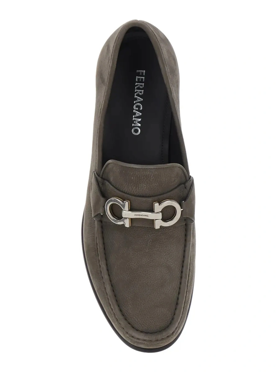 Mocasini Ferragamo gri din piele - Img 4
