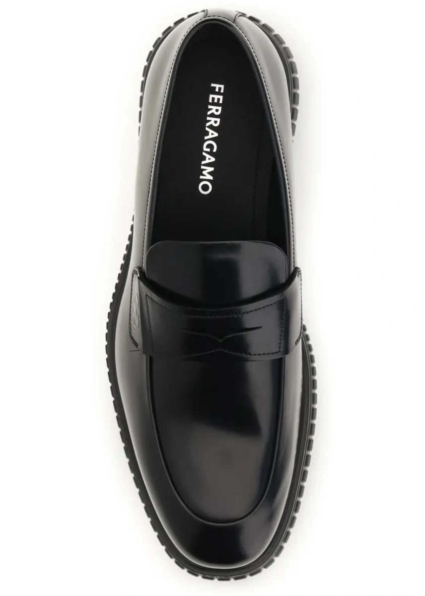 Mocasini Ferragamo negri din piele - Img 4