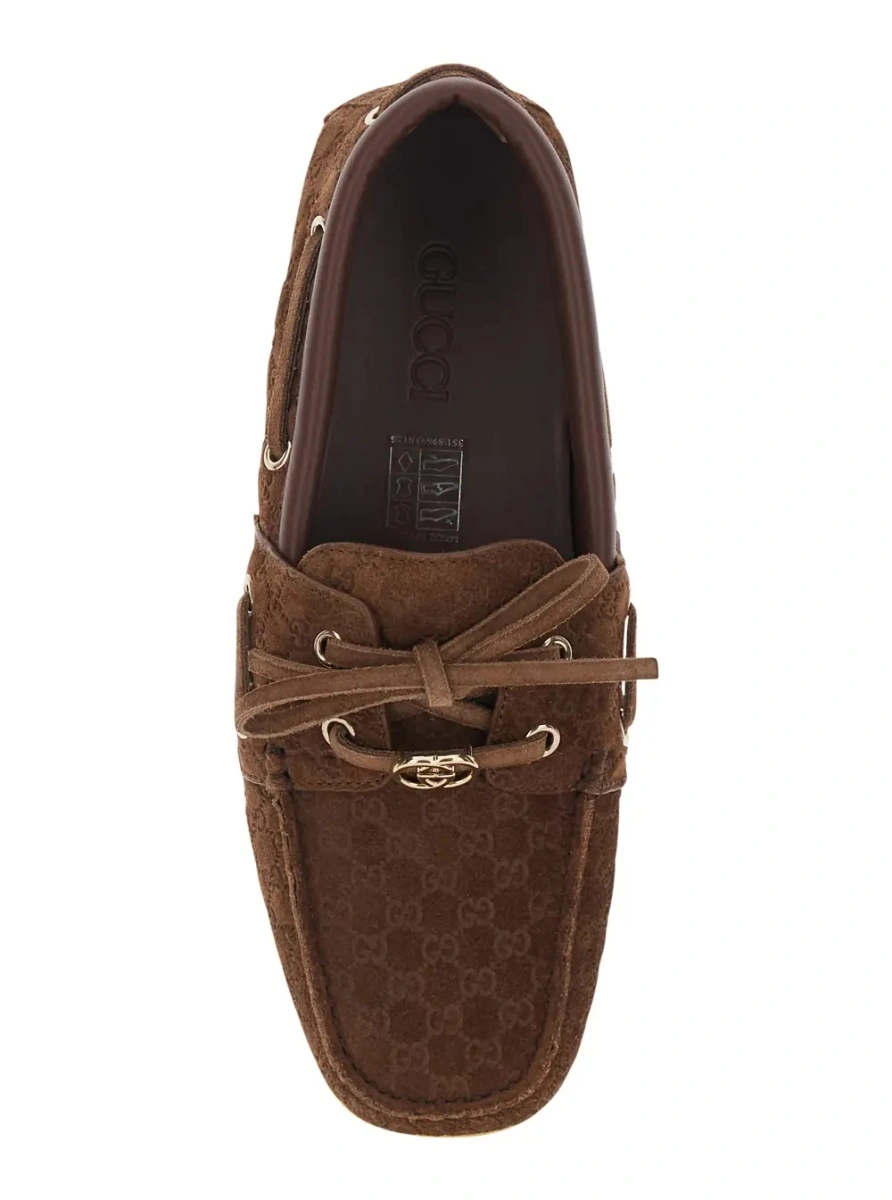 Mocasini Gucci maro din piele intoarsa - Img 4