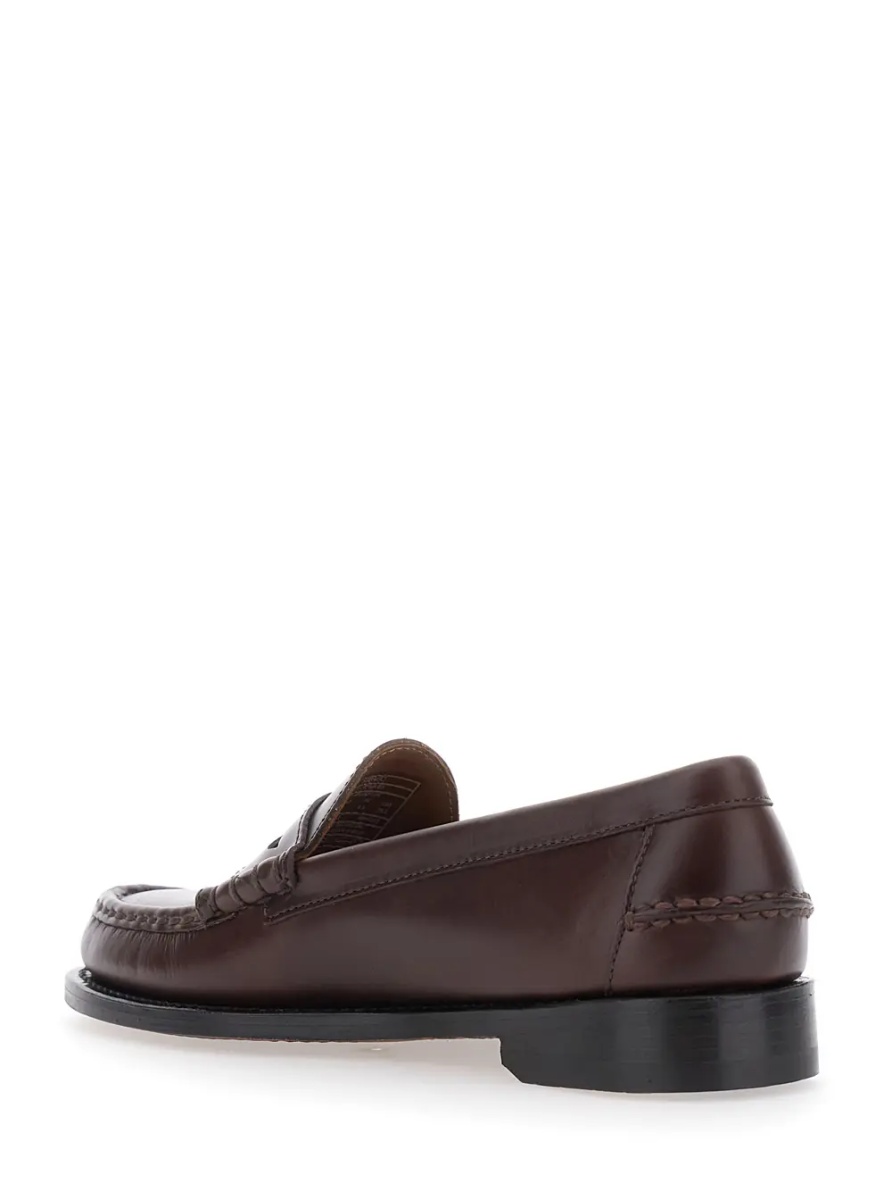 Mocasini Loafers FERRARA in smooth leather with brown rubber sole for men - Img 3