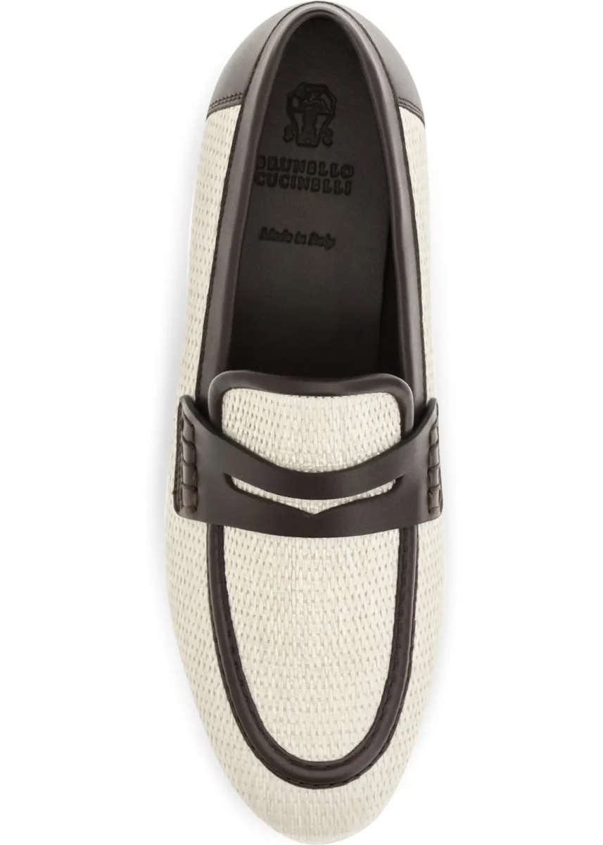 Mocasini Two-tone leather and raffia Loafers - Img 4