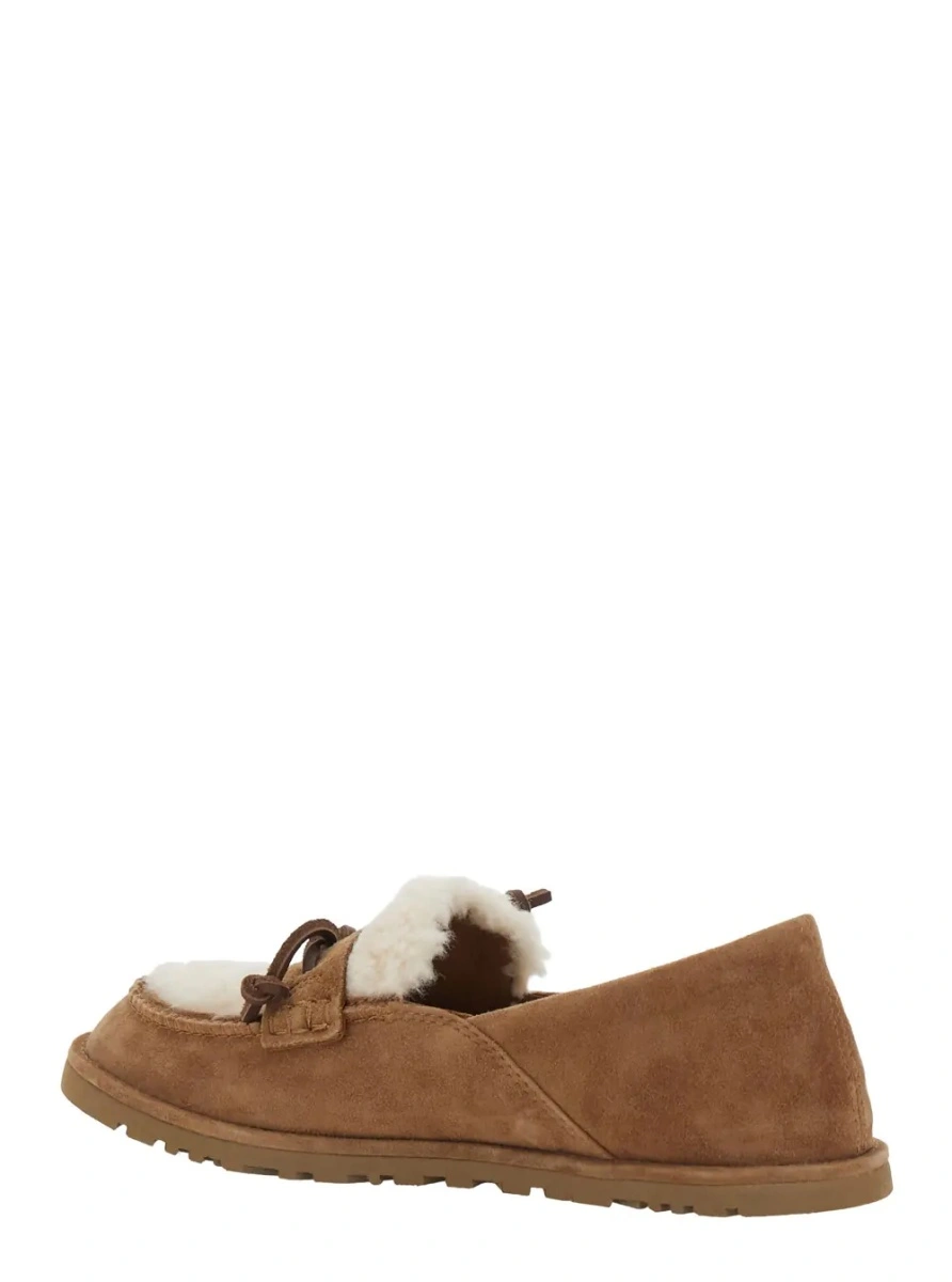 Mocasini 'Zora' Brown Loafers with fur details and front strap in suede for women - Img 3