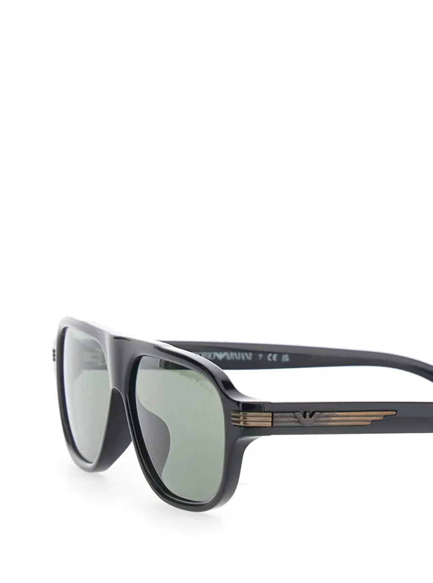 Ochelari Black oval-lens sunglasses with logo on the temple in acetate for men - Img 3
