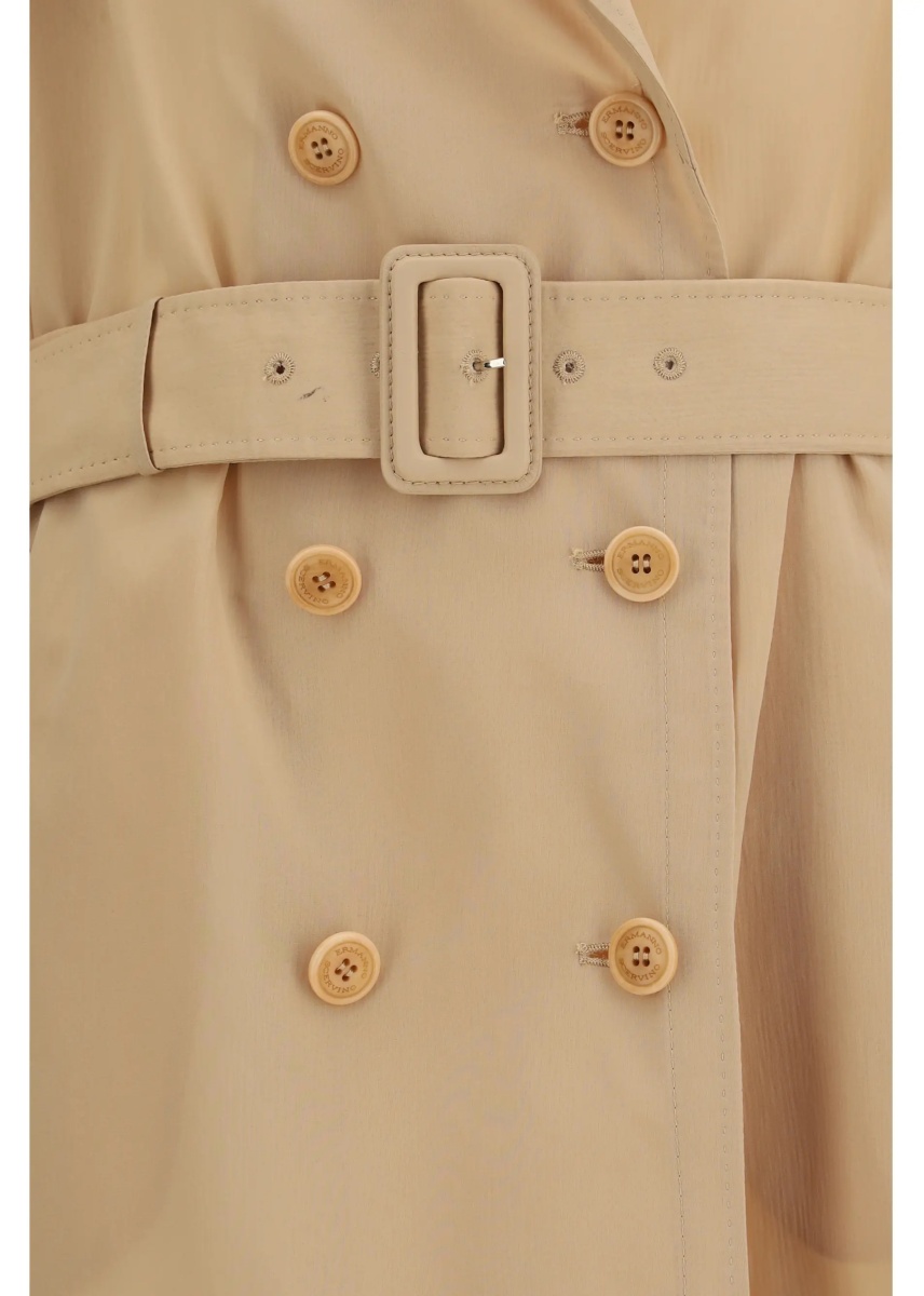 Paltoane Double-breasted Trench in georgette bonded with silk chiffon - Img 3