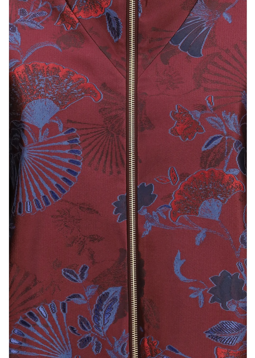 Paltoane Full-zip Jacket in silk-blend jacquard with ginkgo motif - Img 3