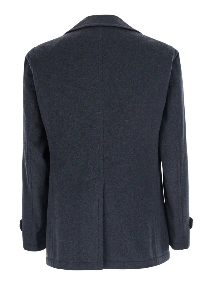 Paltoane Gray Coat with Notched Revers and Button Front Closure in Wool Men - Img 2