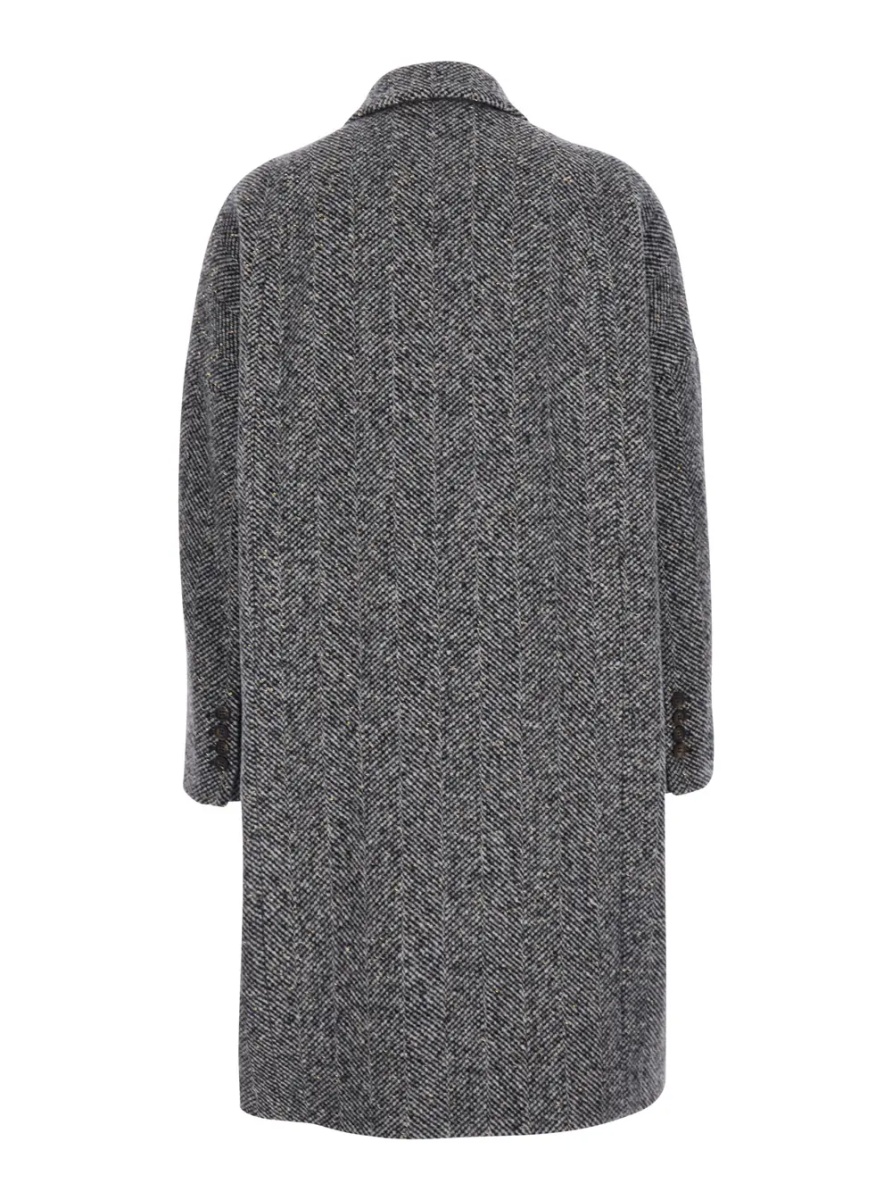 Paltoane Grey Double-breasted coat with Peak revers in wool for women - Img 2