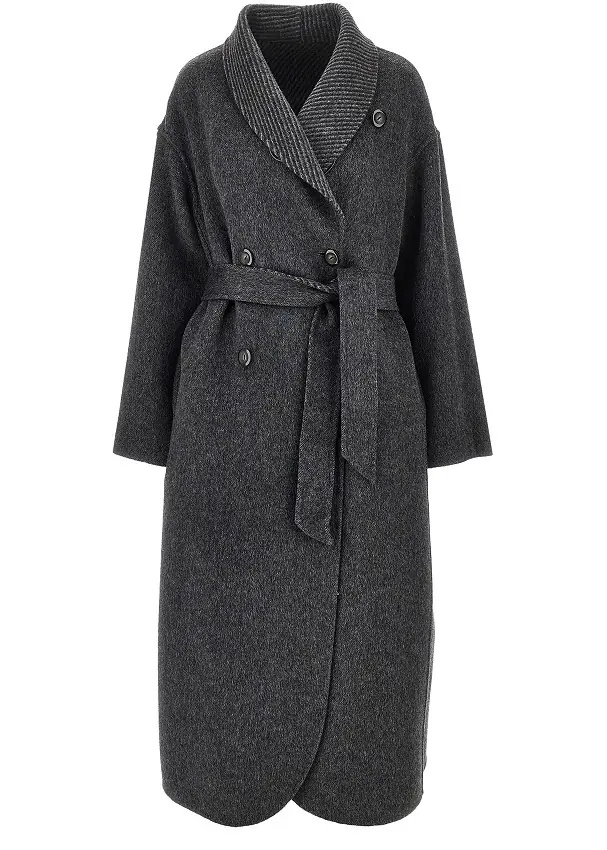 Paltoane Reversible double-breasted coat with belt - Img 2