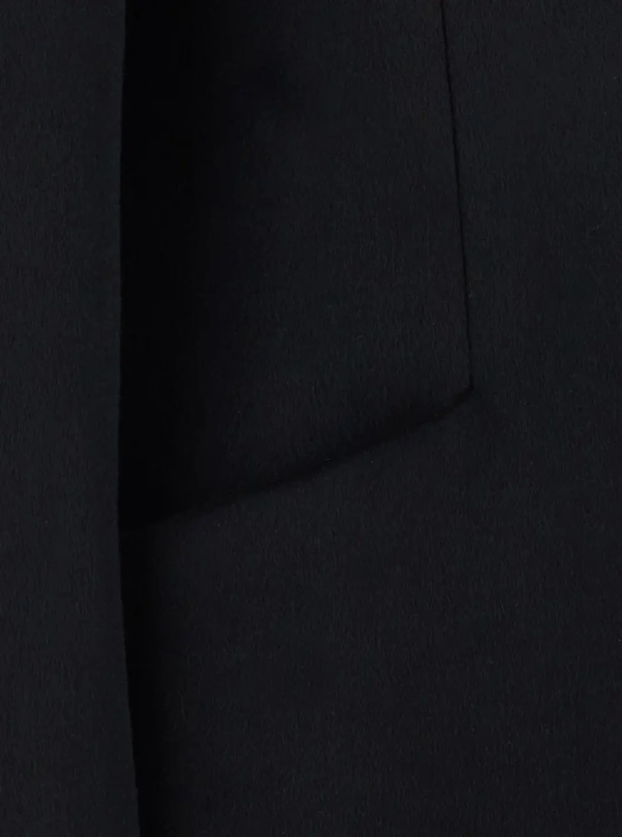 Palton Black single-breasted coat with peak revers in wool blend for women - Img 3
