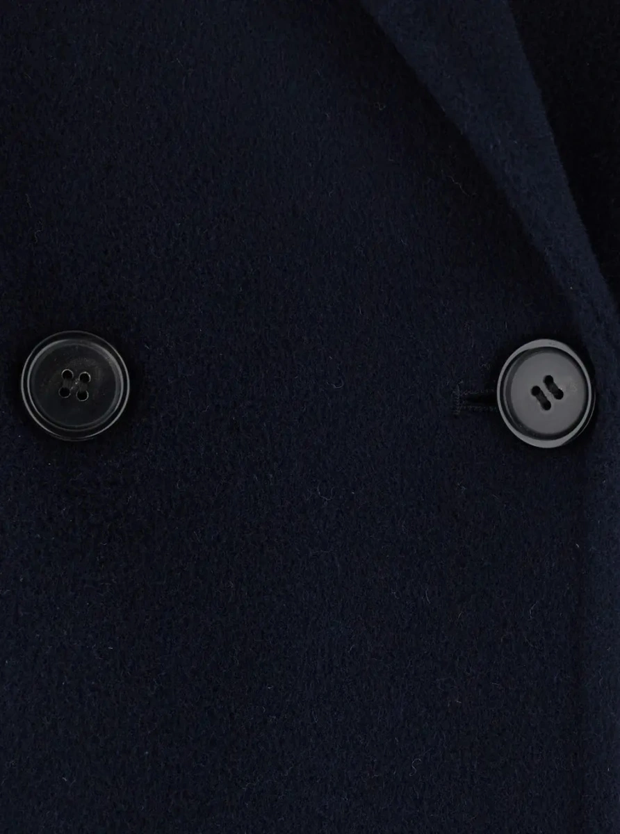 Palton blue Double-breasted coat with Notched revers in wool and cashmere women - Img 3