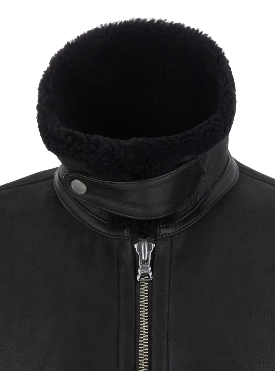 Palton Brown shearling coat NN.07 Atkinson in brown fabric for women - Img 3