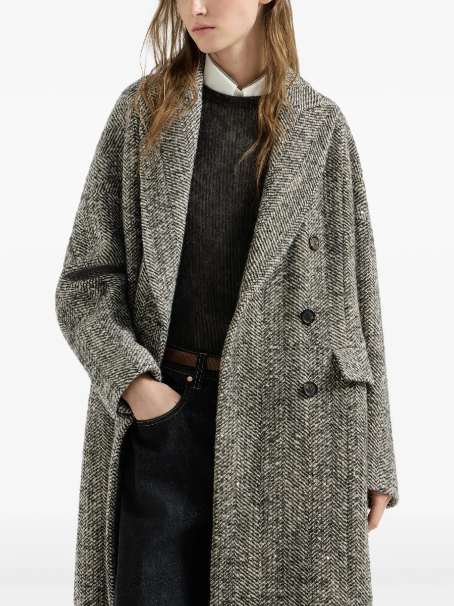 Palton Brunello Cucinelli multicolor din lana si alpaca - Img 7